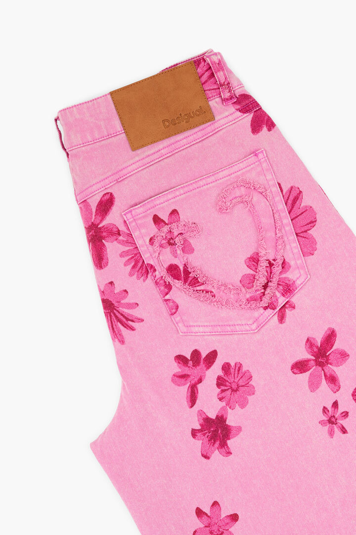 Calça jeans flores